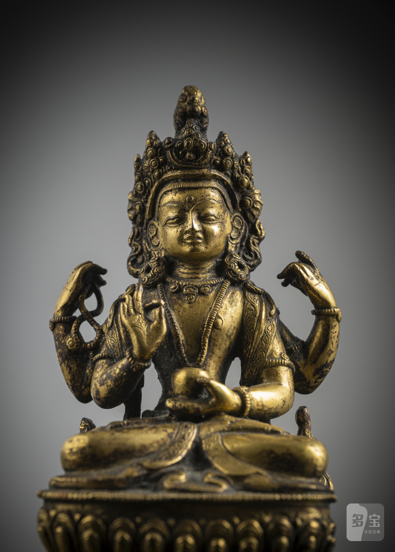 A gilt-bronze of a four-armed Bodhisattva - 图5